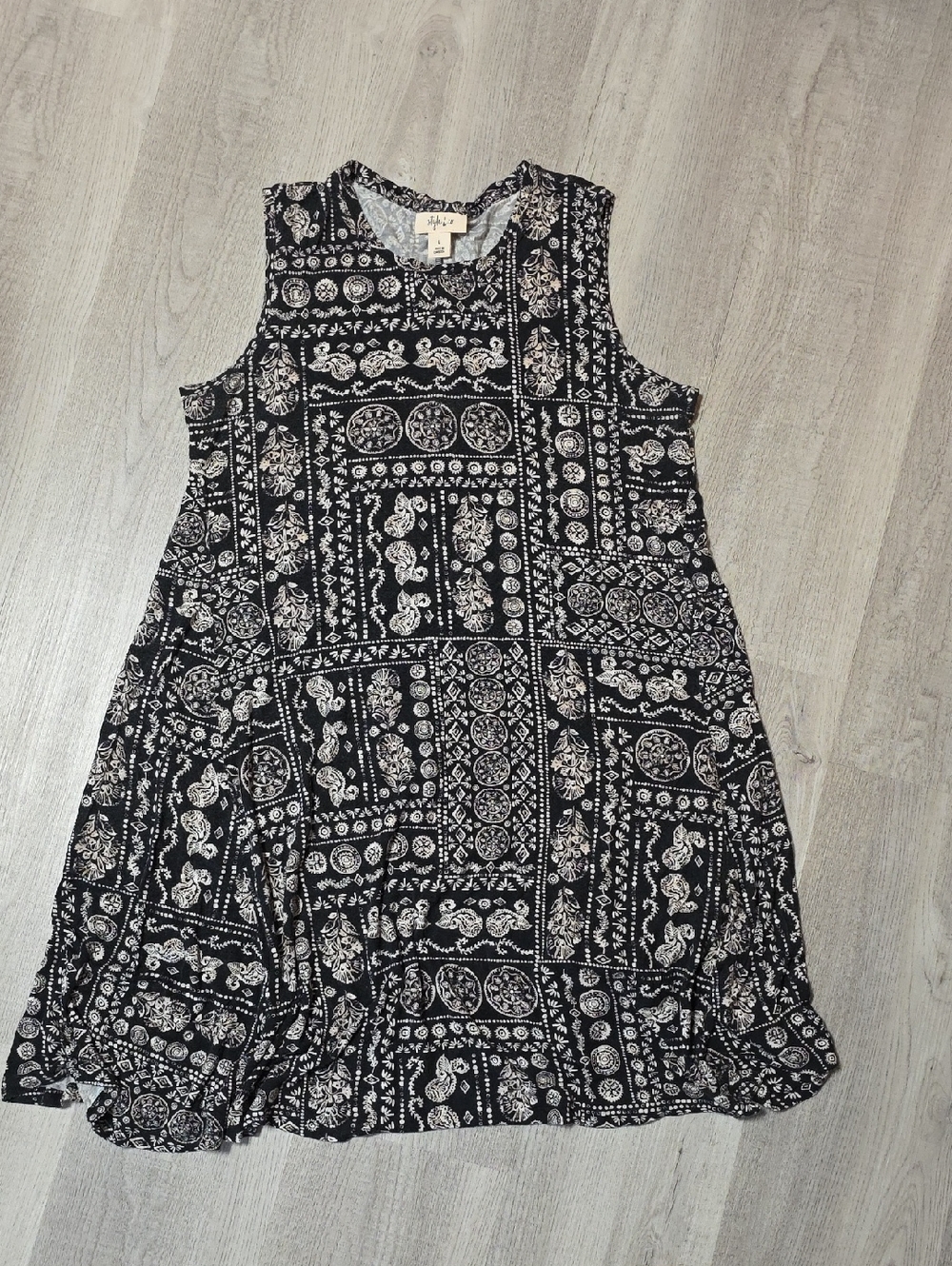 Style & Co Sleeveless Summer Dress, Size L. Black Knit Dress.